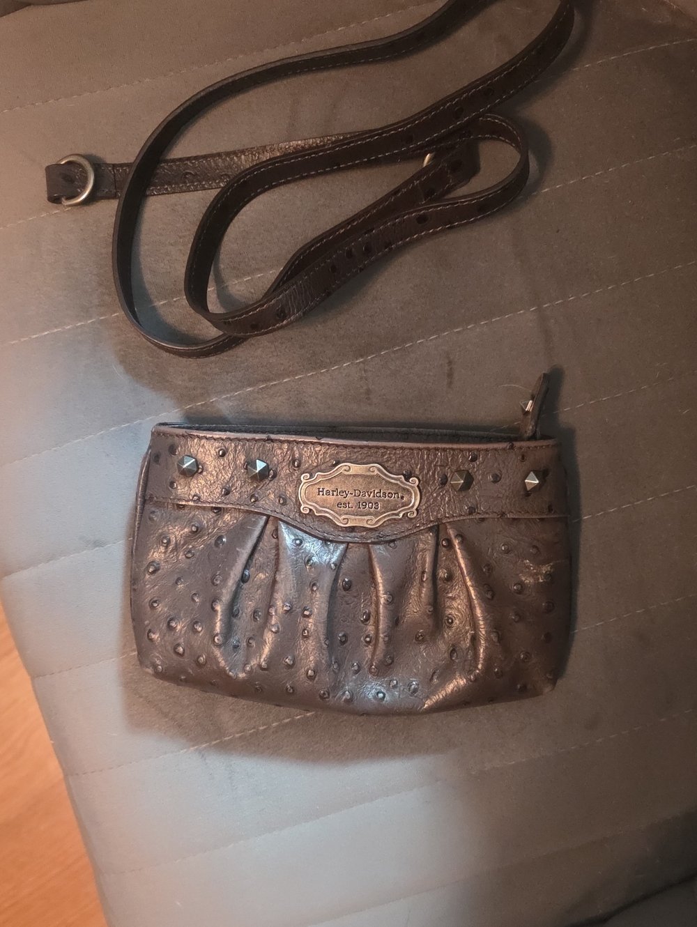Harley-Davidson Brown Studded Wristlet Crossbody